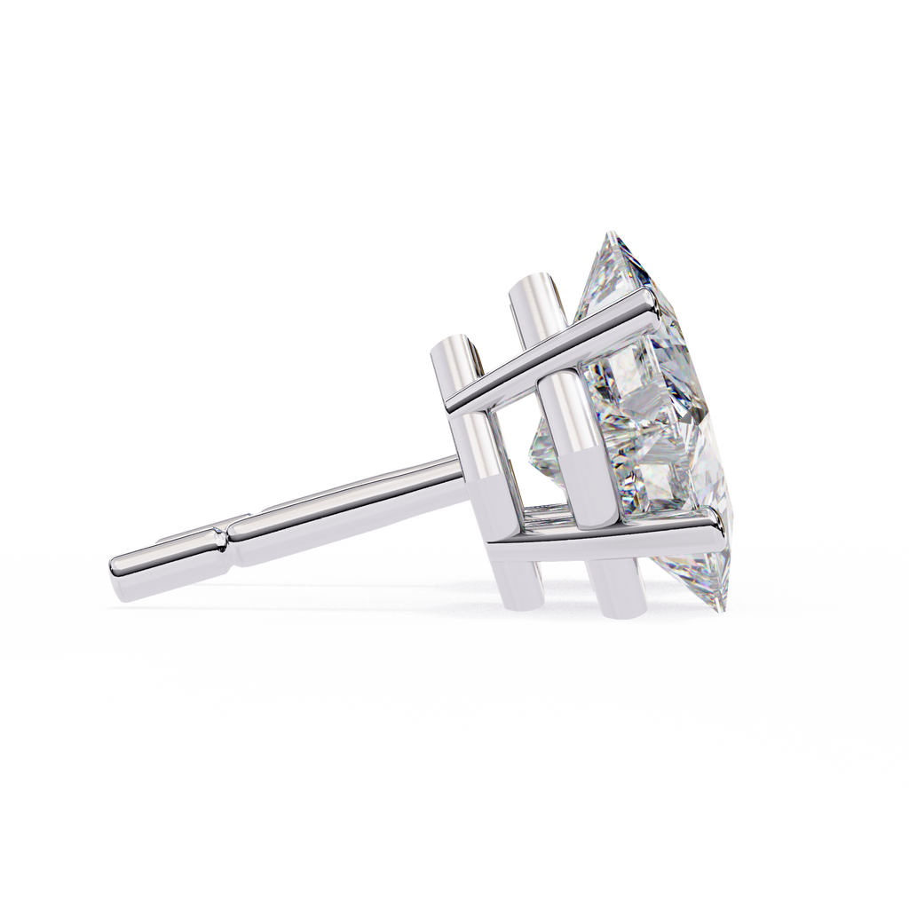 Princess Cut Natural Diamond Stud Earrings