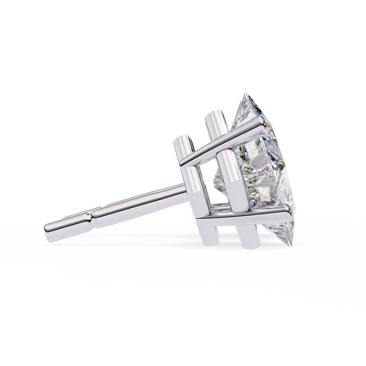 Princess Cut Natural Diamond Stud Earrings