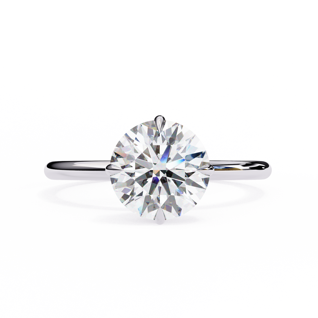 White Gold Round Diamond Three-Prong Solitaire Engagement Ring