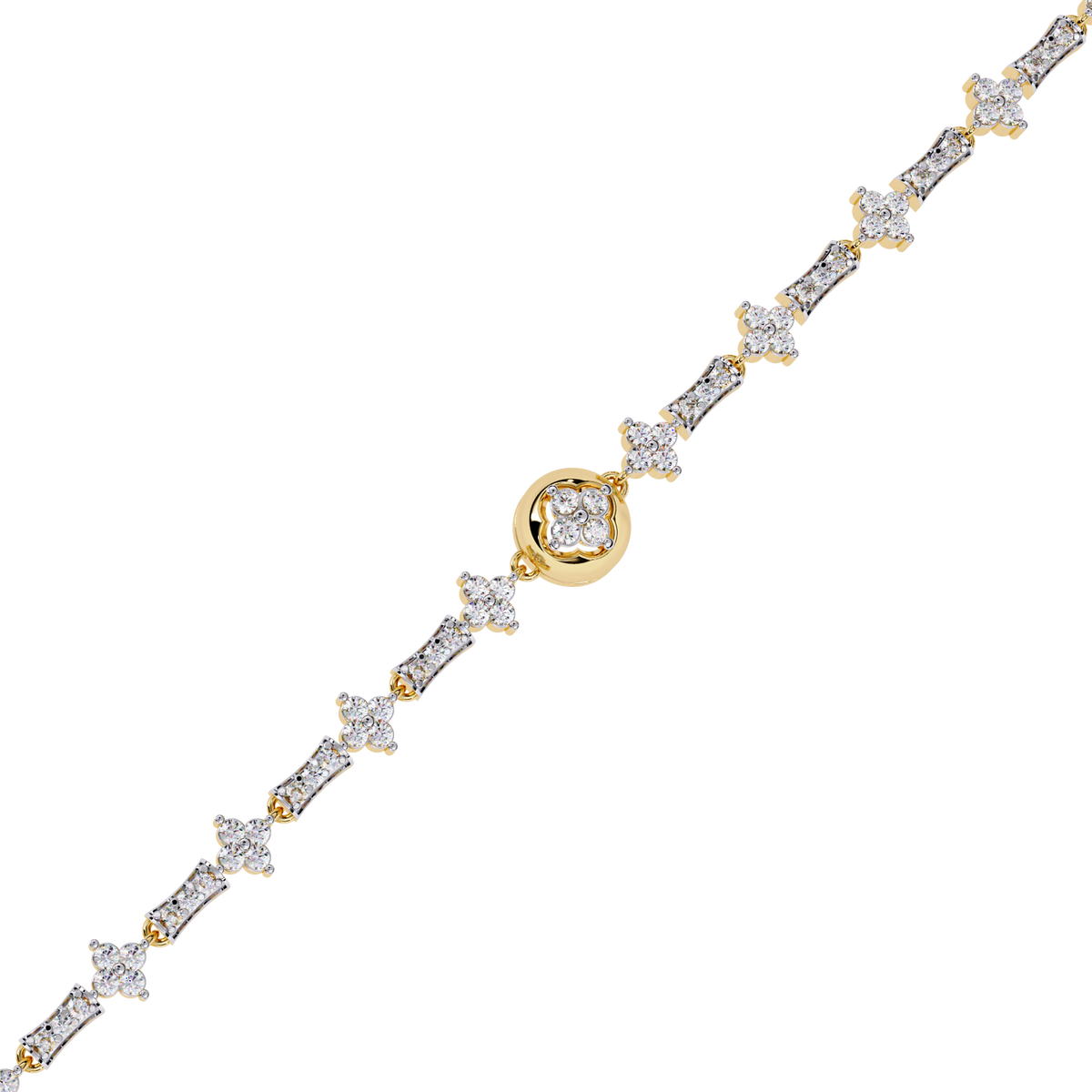 Yellow Gold Florette Clover Diamond Bracelet