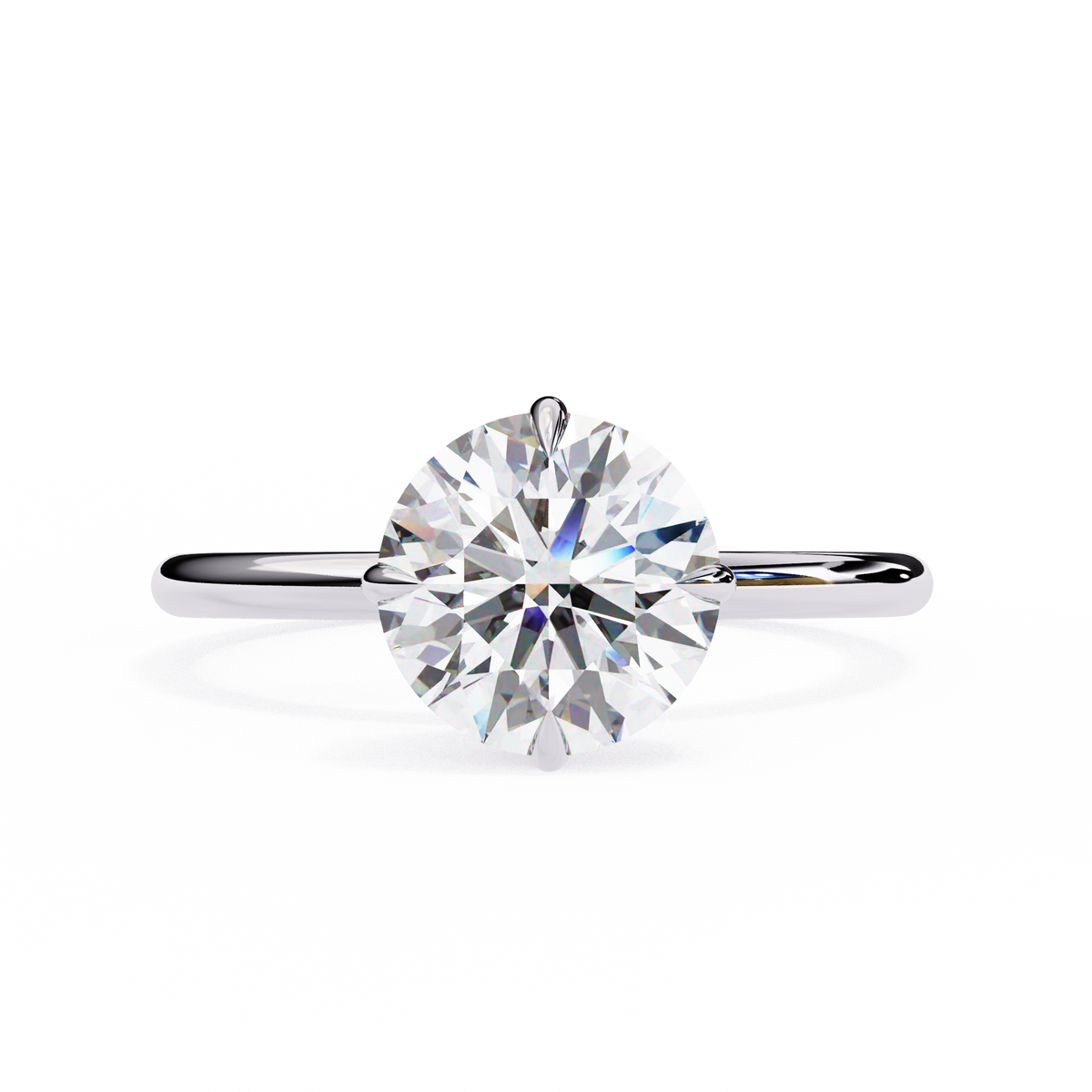 White Gold Round Diamond Three-Prong Solitaire Engagement Ring