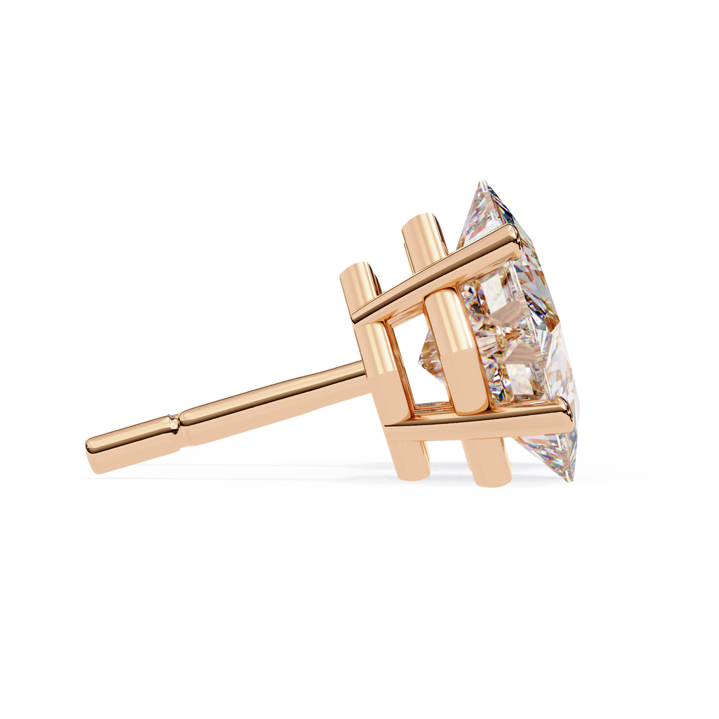 Princess Cut Natural Diamond Stud Earrings