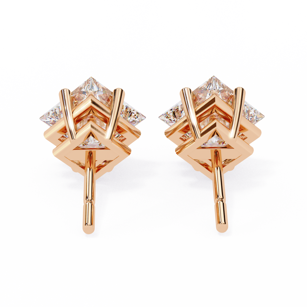 Princess Cut Natural Diamond Stud Earrings