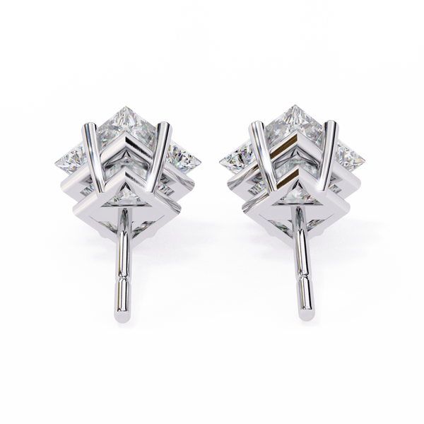 Princess Cut Natural Diamond Stud Earrings