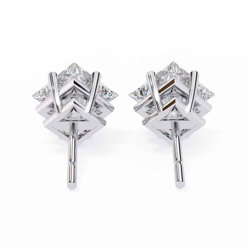 White Gold Six-Prong Crown Round Diamond Stud Earrings