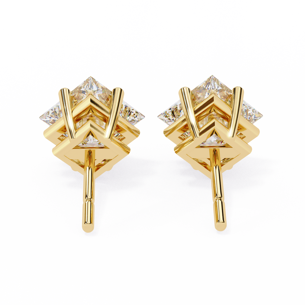Princess Cut Natural Diamond Stud Earrings