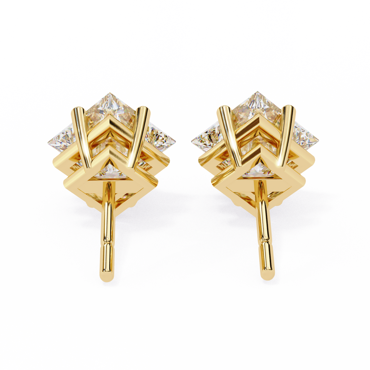 Princess Cut Natural Diamond Stud Earrings