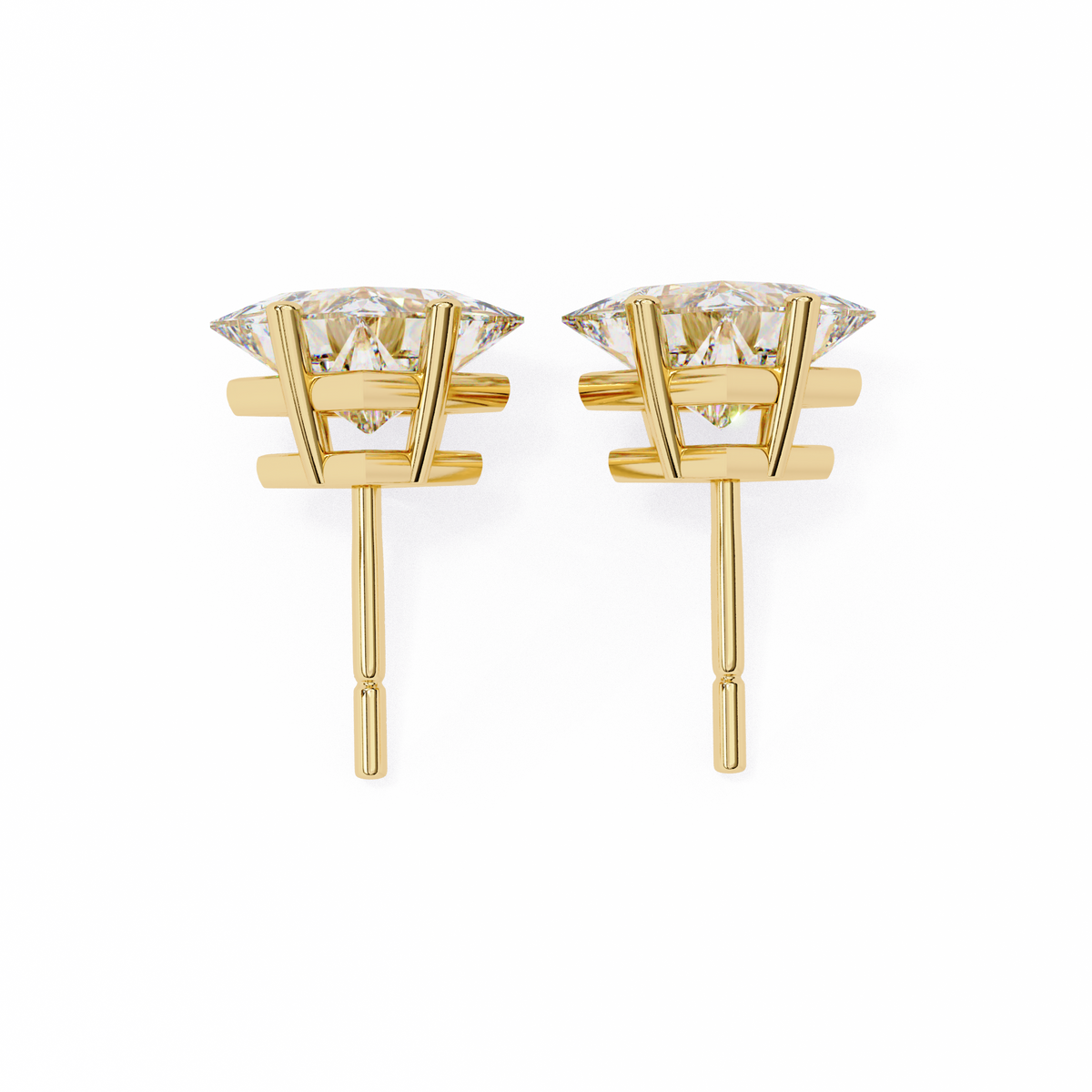 Princess Cut Natural Diamond Stud Earrings