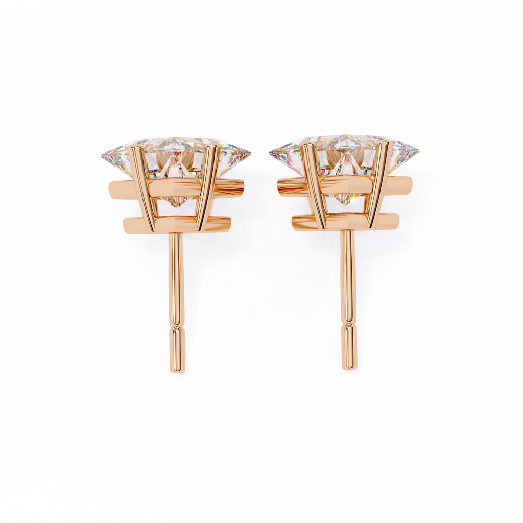 Princess Cut Natural Diamond Stud Earrings
