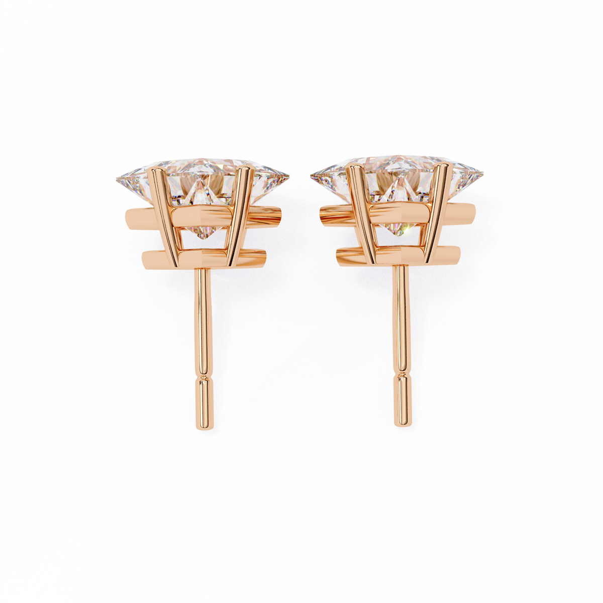 Princess Cut Natural Diamond Stud Earrings