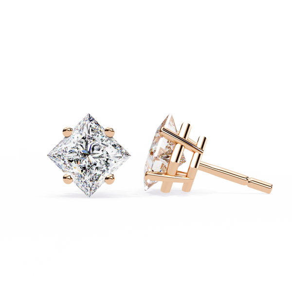 Princess Cut Natural Diamond Stud Earrings