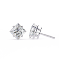 White Gold Six-Prong Crown Round Diamond Stud Earrings