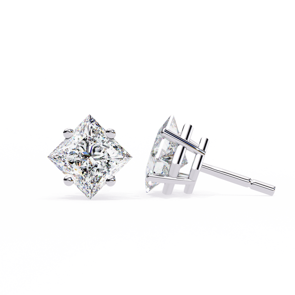 Princess Cut Natural Diamond Stud Earrings