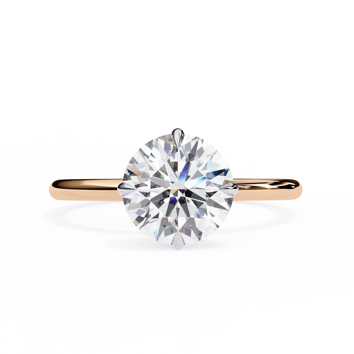 Rose Gold Round Brilliant Solitaire Diamond Engagement Ring