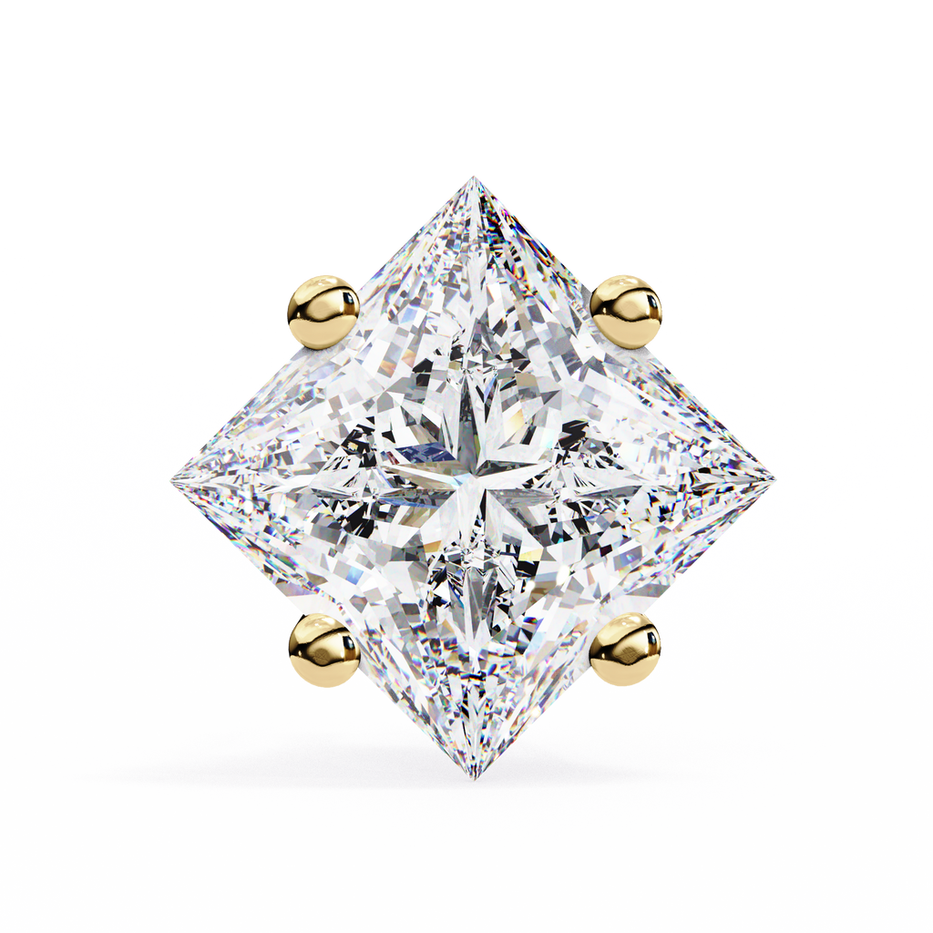 Princess Cut Natural Diamond Stud Earrings