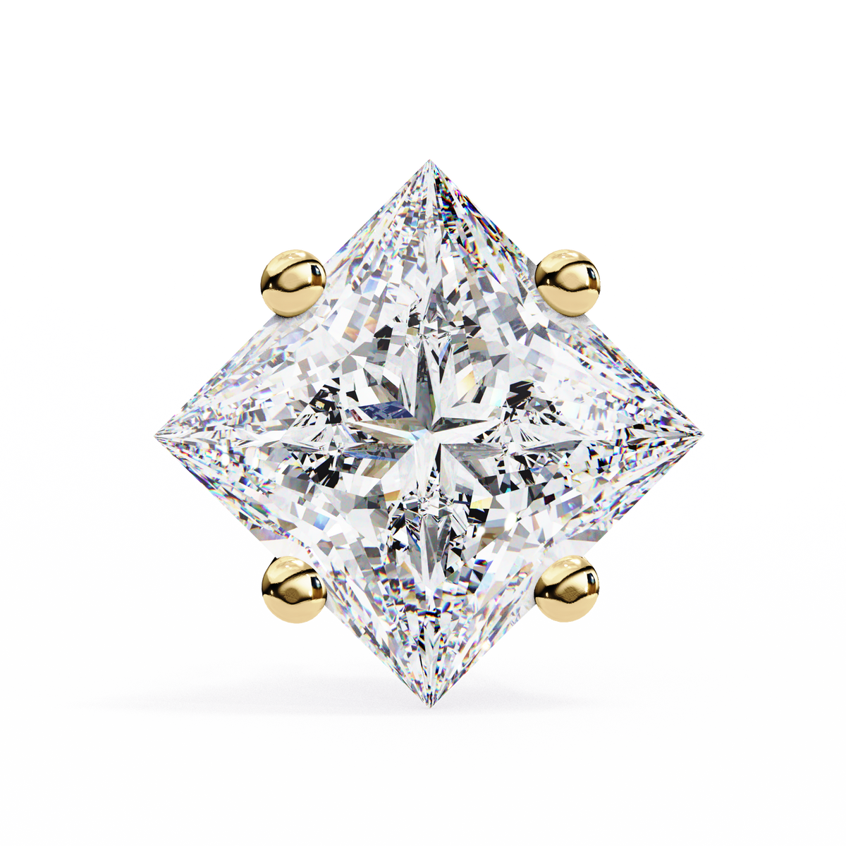 Princess Cut Natural Diamond Stud Earrings