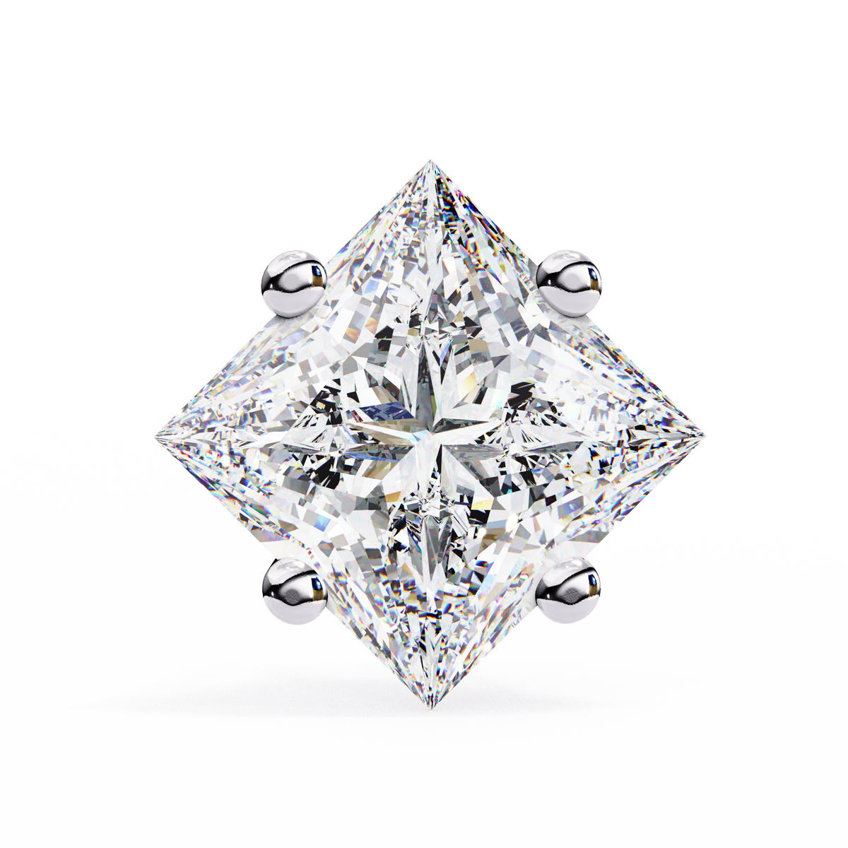 Princess Cut Natural Diamond Stud Earrings