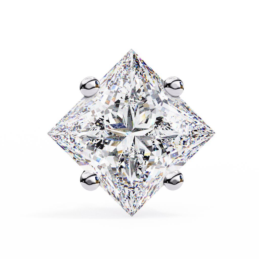 White Gold Six-Prong Crown Round Diamond Stud Earrings