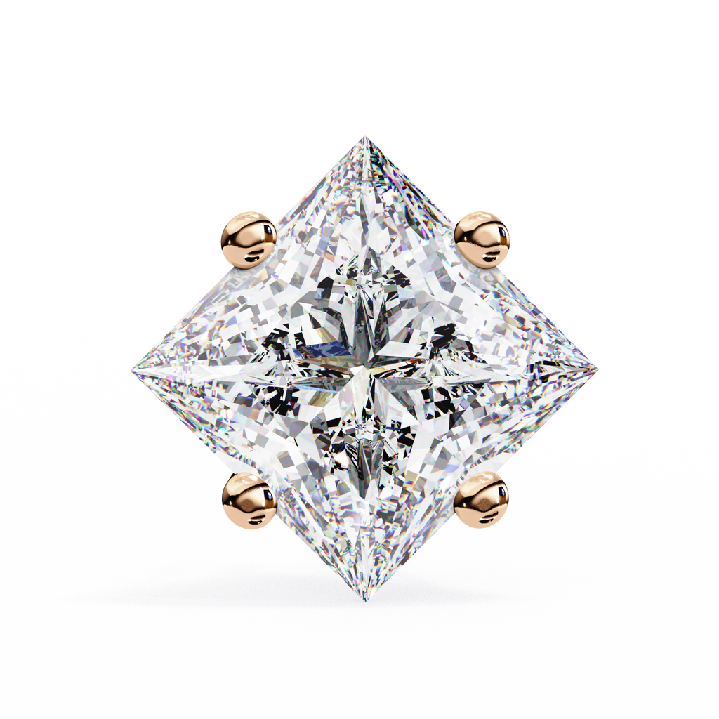Princess Cut Natural Diamond Stud Earrings