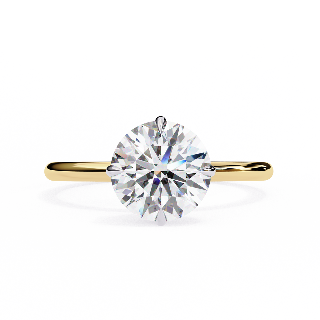 Yellow Gold Round Brilliant Solitaire Diamond Engagement Ring