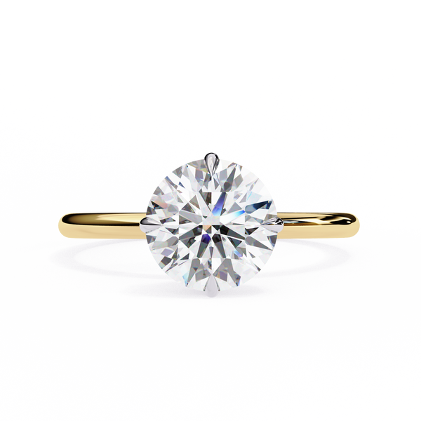 Yellow Gold Round Brilliant Solitaire Diamond Engagement Ring