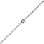 White Gold Clover Station Diamond Line Bracelet