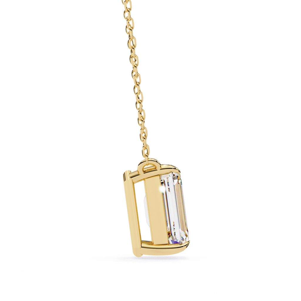 Yellow Gold Emerald-Cut Diamond Solitaire Pendant