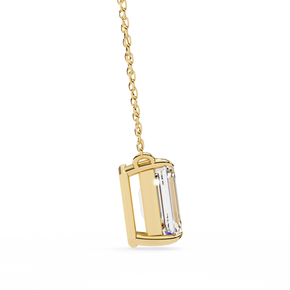 Yellow Gold Emerald-Cut Diamond Solitaire Pendant