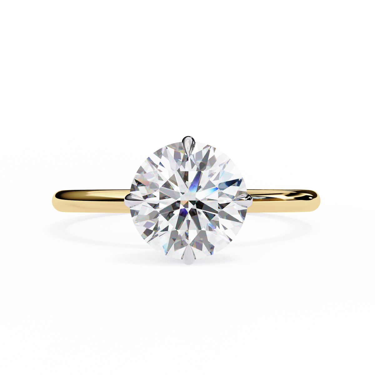Yellow Gold Round Brilliant Solitaire Diamond Engagement Ring