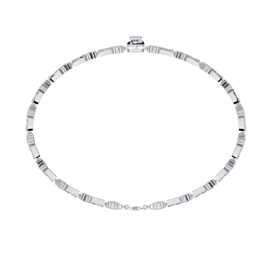 White Gold Clover Station Diamond Line Bracelet