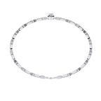 White Gold Clover Station Diamond Line Bracelet
