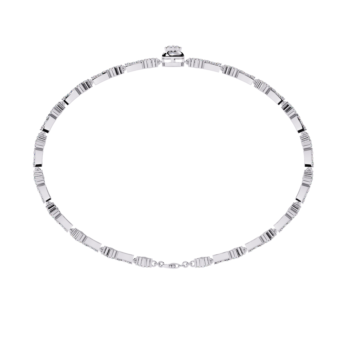 White Gold Clover Station Diamond Line Bracelet
