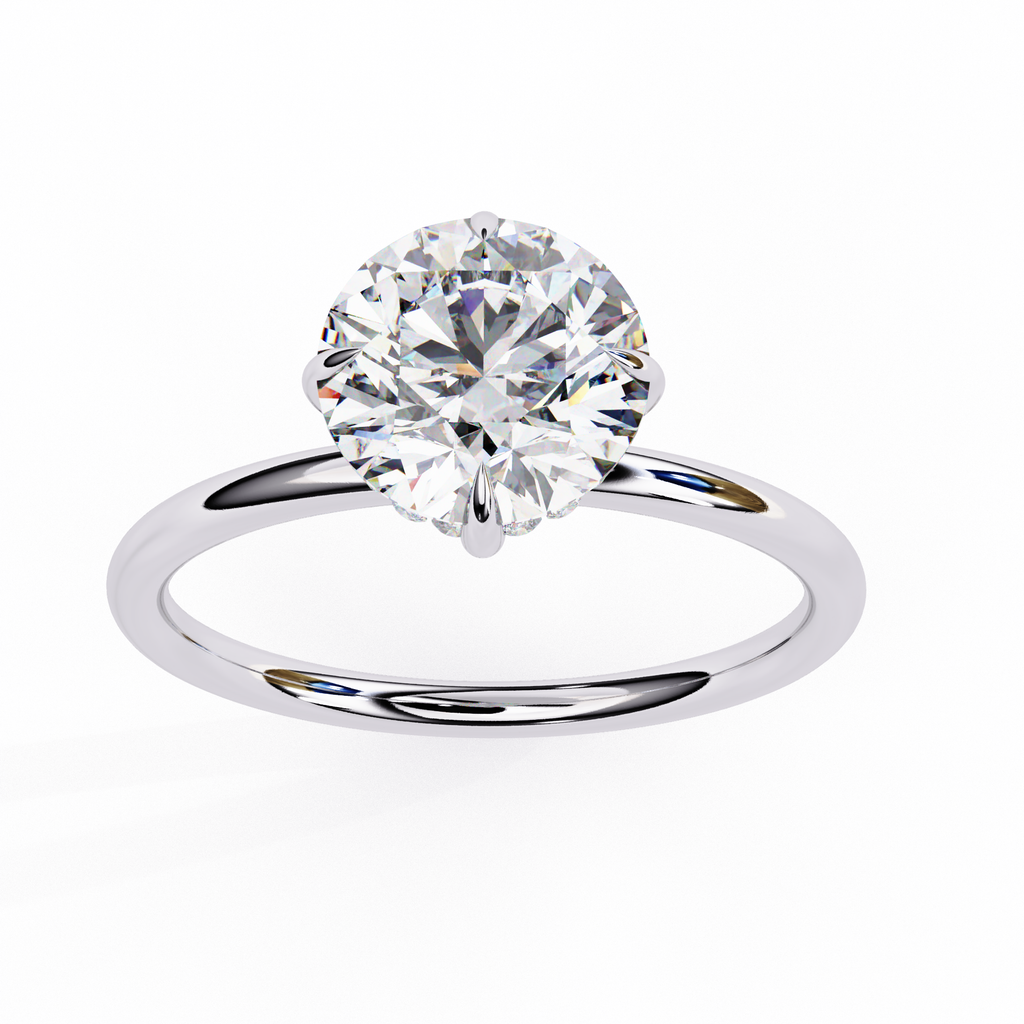 White Gold Round Diamond Three-Prong Solitaire Engagement Ring