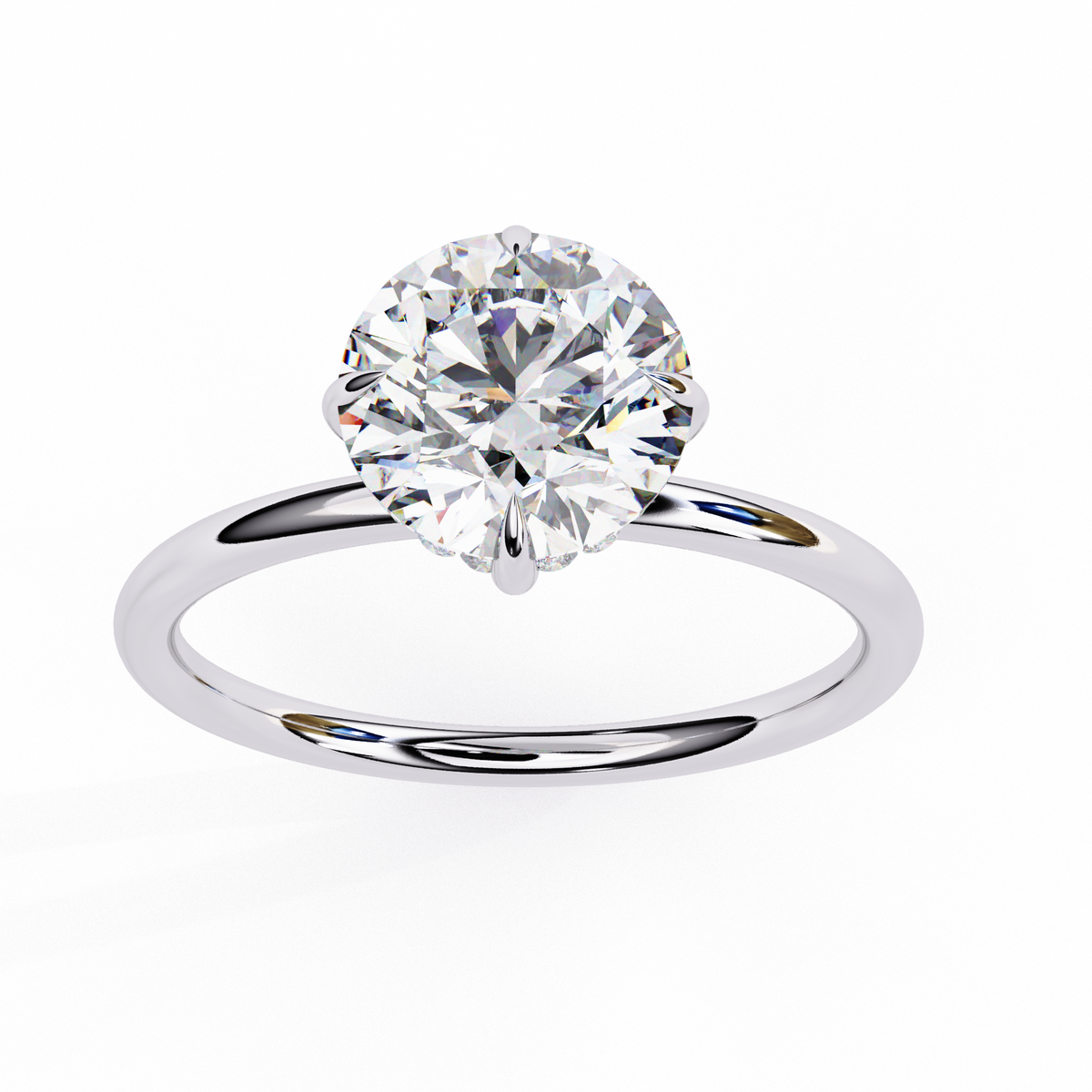 White Gold Round Diamond Three-Prong Solitaire Engagement Ring
