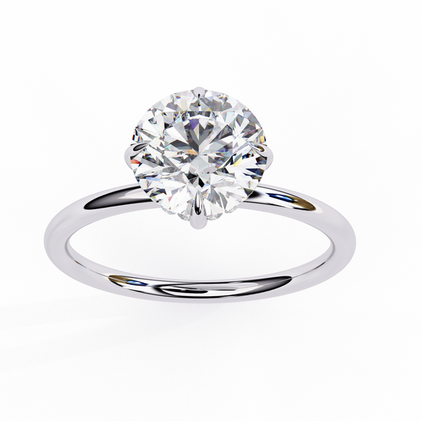 White Gold Round Diamond Three-Prong Solitaire Engagement Ring