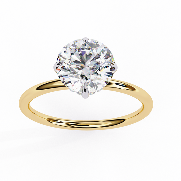 Yellow Gold Round Brilliant Solitaire Diamond Engagement Ring