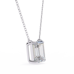 White Gold Vertical Emerald Cut Four-Claw Diamond Pendant