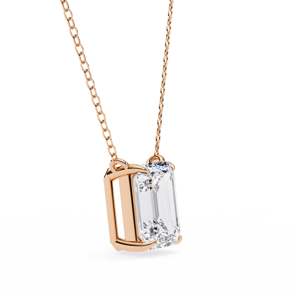 Rose Gold Emerald-Cut Diamond Solitaire Pendant