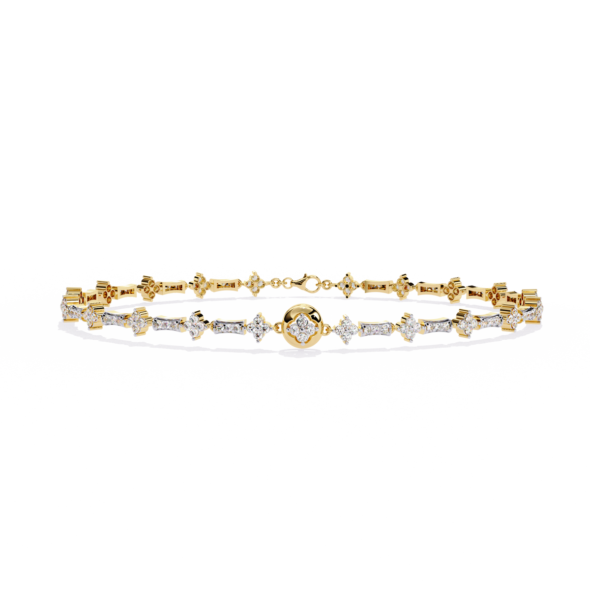 Yellow Gold Florette Clover Diamond Bracelet
