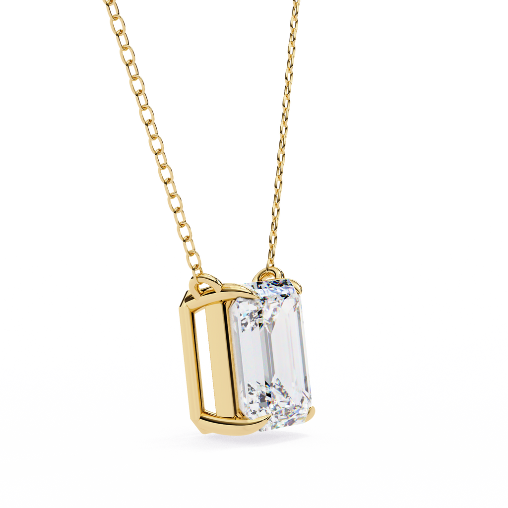 Yellow Gold Emerald-Cut Diamond Solitaire Pendant