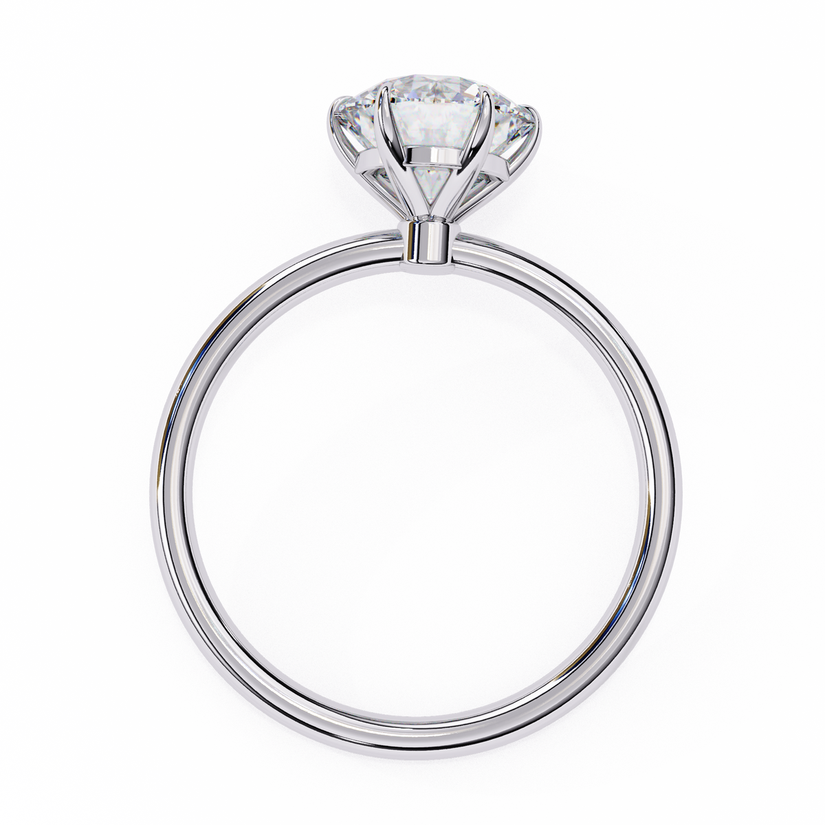 White Gold Round Diamond Three-Prong Solitaire Engagement Ring