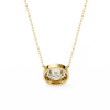 Gold East-West Oval Diamond Bezel Solitaire Pendant