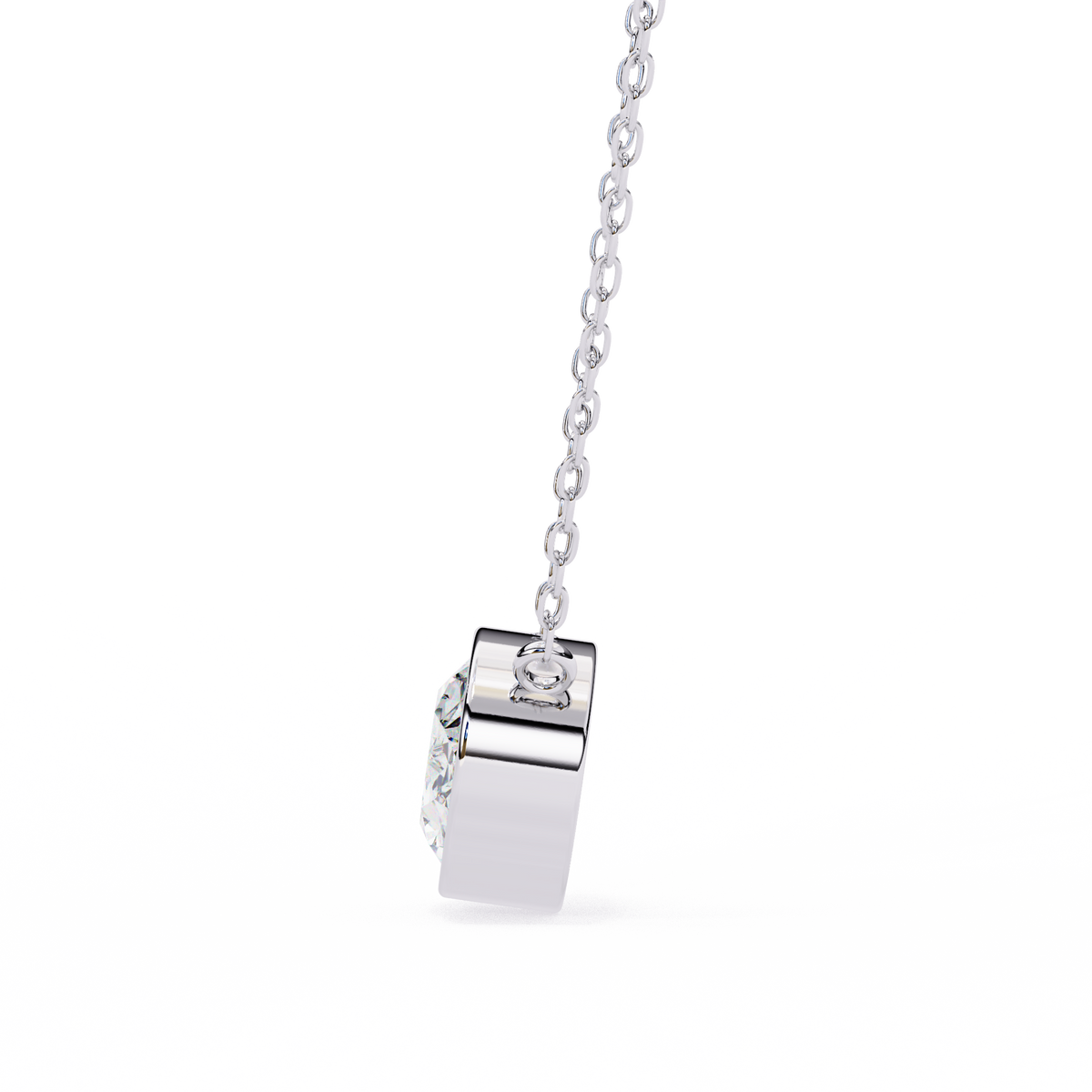 White Gold East-West Oval Solitaire Diamond Pendant