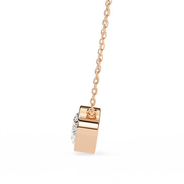 Rose Gold East-West Oval Diamond Bezel Solitaire Pendant