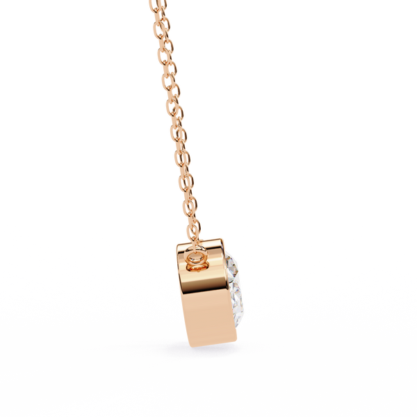 Rose Gold East-West Oval Diamond Bezel Solitaire Pendant