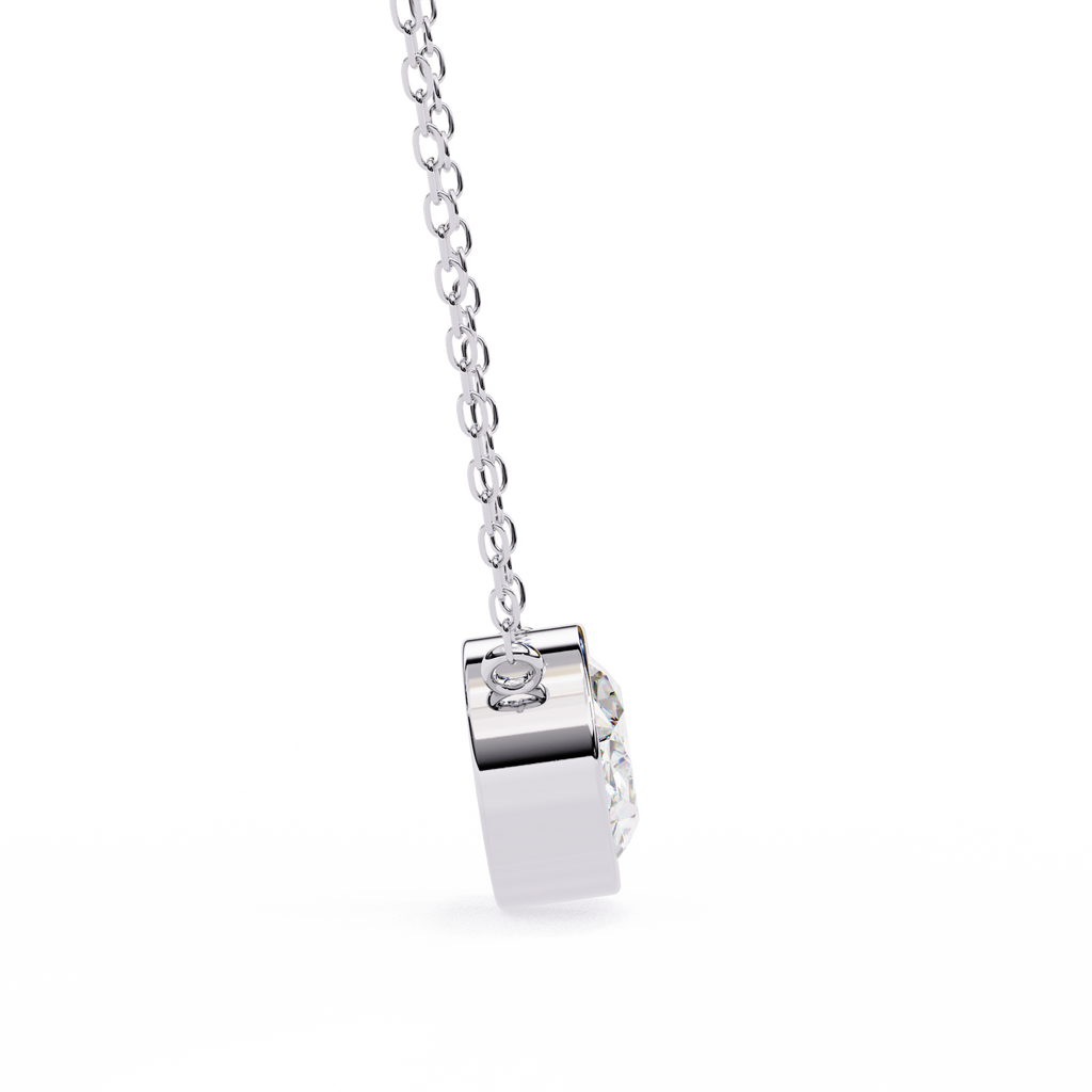 White Gold East-West Oval Solitaire Diamond Pendant