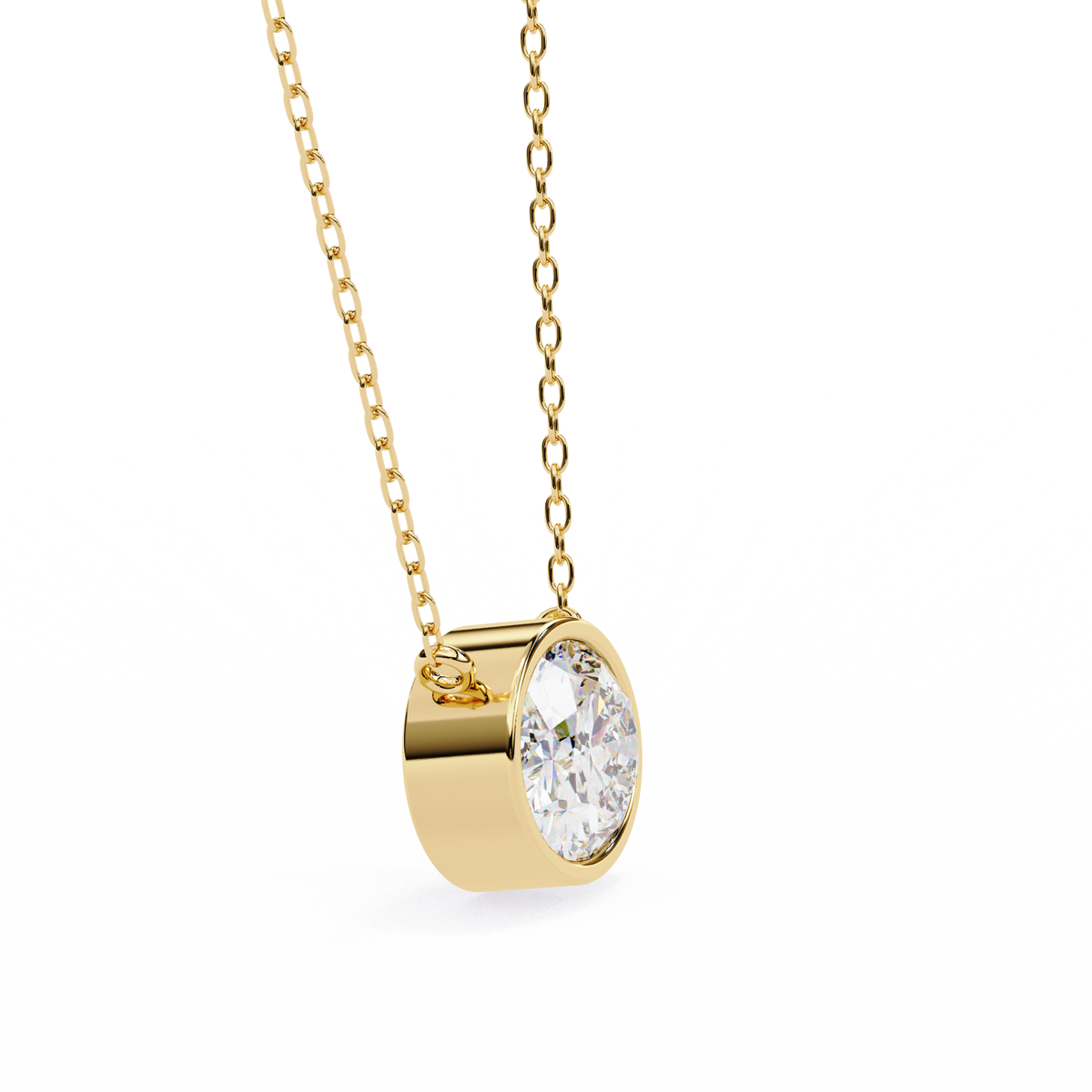 Round Bezel-Set Solitaire Pendant
