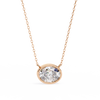 Rose Gold East-West Oval Diamond Bezel Solitaire Pendant