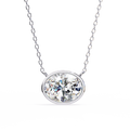 White Gold East-West Oval Solitaire Diamond Pendant