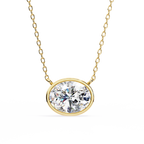 Yellow Gold East-West Oval Diamond Bezel Solitaire Pendant